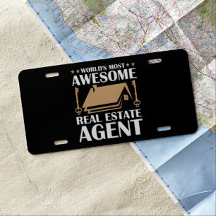 Funny Awesome Real Estate Agent Quote License Plate