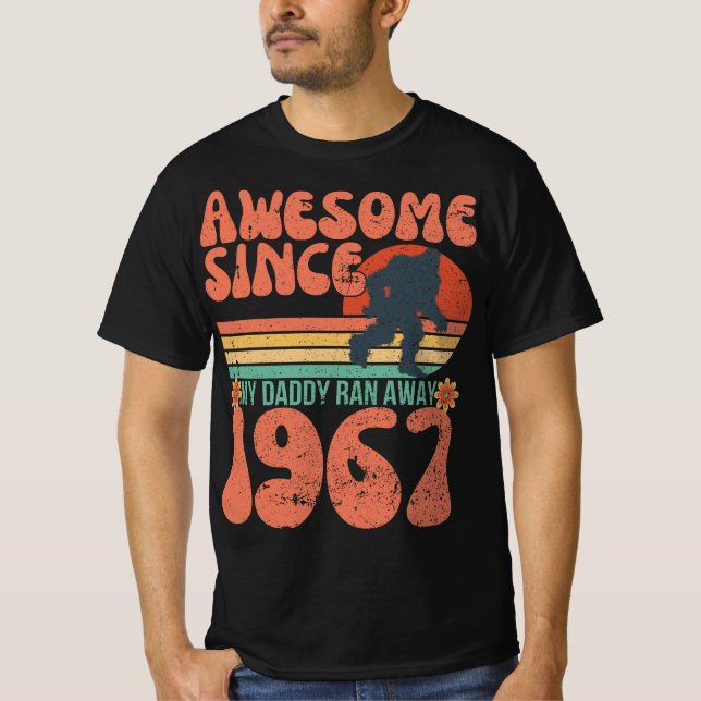 Funny Awesome Sasquatch Retro Sunset Birthday 1967 T-Shirt (Front)