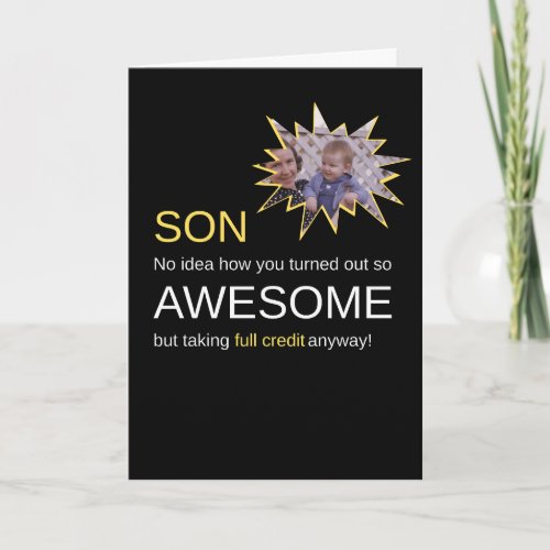 Funny Awesome Son on Black Birthday Card