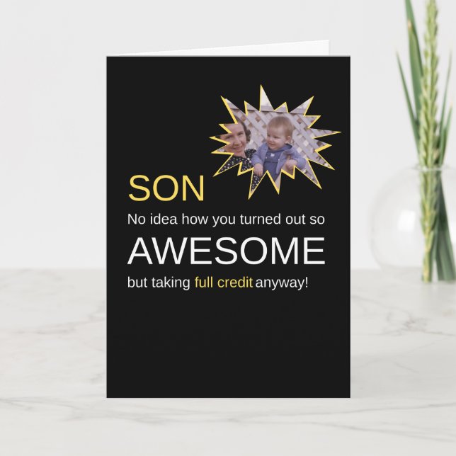 Funny Awesome Son on Black Birthday Card (Front)