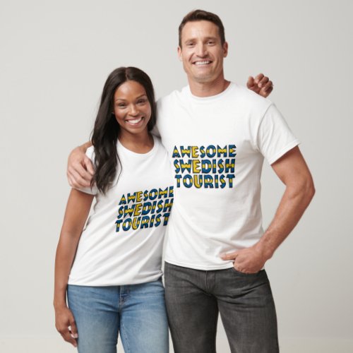 Funny Awesome Swedish Tourist Flag Typography T_Shirt