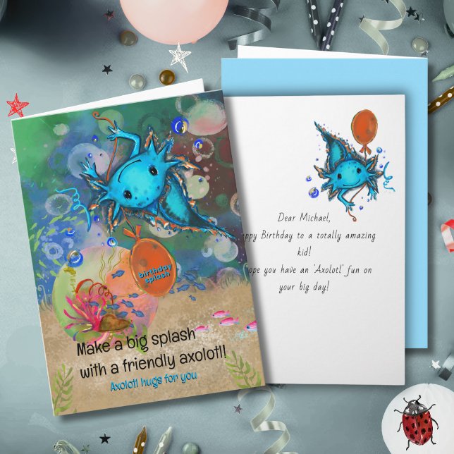 Funny Axolotl Alotl Fun Boy Birthday Card (Funny Axolotl Alotl Fun Boy Birthday Card)