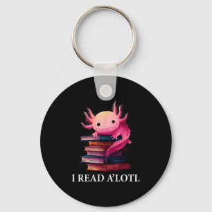 Funny Axolotl Book Lover Librarian Reading Library Keychain
