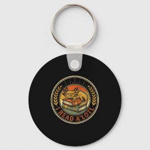 Funny axolotl book lover librarian reading library keychain