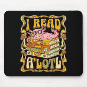 Funny axolotl book lover librarian reading library mouse pad
