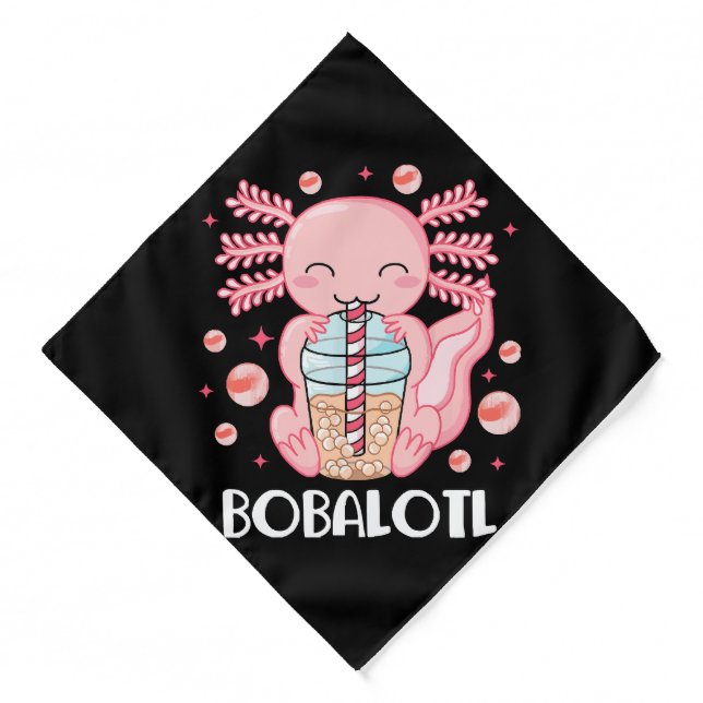 Funny Axolotl Bubble Tea Bandana (Front)