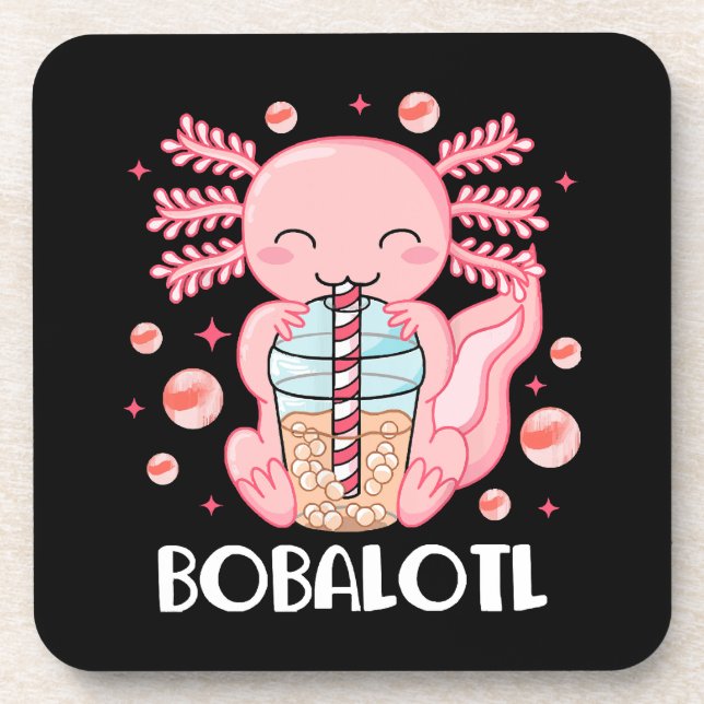 Funny Axolotl Bubble Tea Beverage Coaster (Front)