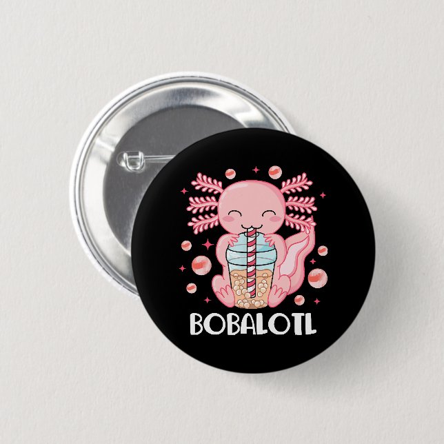 Funny Axolotl Bubble Tea Button (Front & Back)