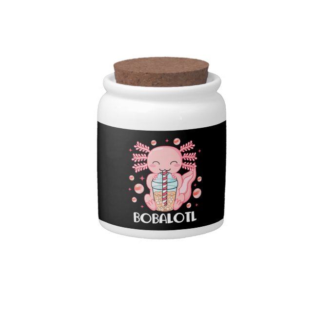 Funny Axolotl Bubble Tea Candy Jar (Front)