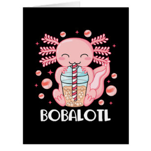 Funny Axolotl Bubble Tea Cards