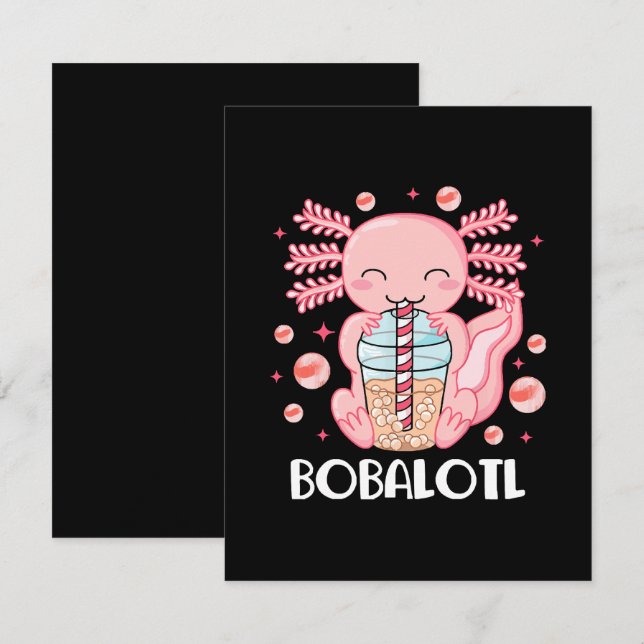 Funny Axolotl Bubble Tea Enclosure Card (Front/Back)