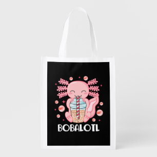 Funny Axolotl Bubble Tea Grocery Bag