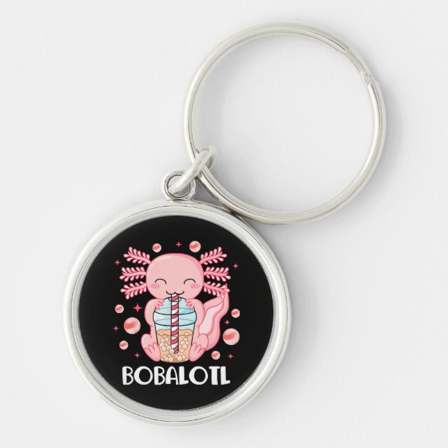 Funny Axolotl Bubble Tea Keychain (Front)