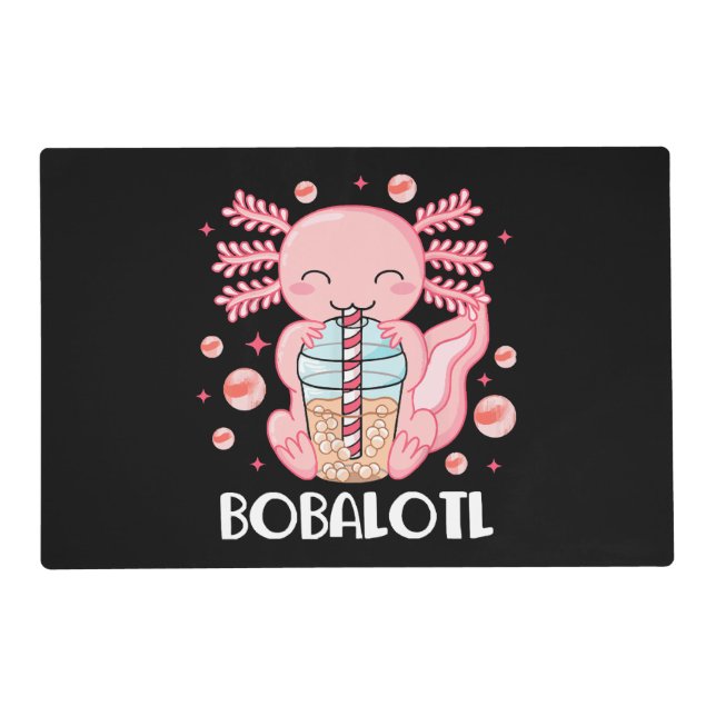 Funny Axolotl Bubble Tea Placemat (Front)
