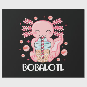 Funny Axolotl Bubble Tea Wrapping Paper
