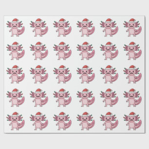 Funny Axolotl Christmas Santa Hat Xmas Outfit Wrapping Paper