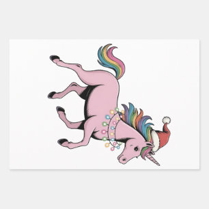 Funny Axolotl Christmas Santa Hat Xmas Outfit Wrapping Paper Sheets