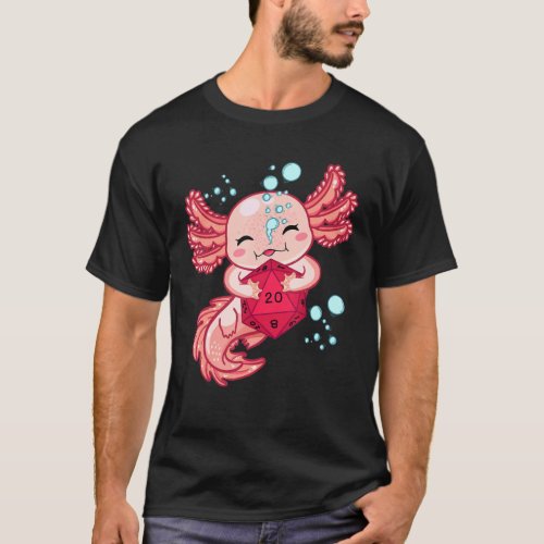Funny Axolotl Dice For Dragons D20 Rpg Gamer Girls T_Shirt