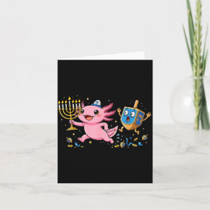 Funny Axolotl Dreidel Menorah Hanukkah Kids Womens Card