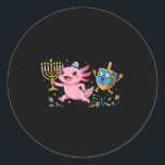 Funny Axolotl Dreidel Menorah Hanukkah Kids Womens Classic Round Sticker<br><div class="desc">Funny Axolotl Dreidel Menorah Hanukkah Kids Womens Mens</div>