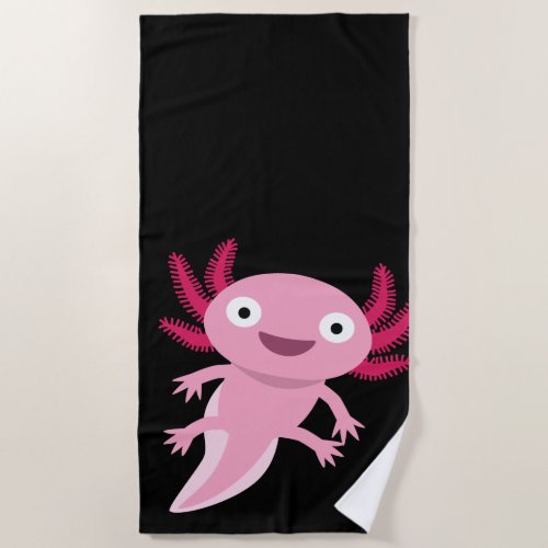 Funny Axolotl Illustration Beach Towel