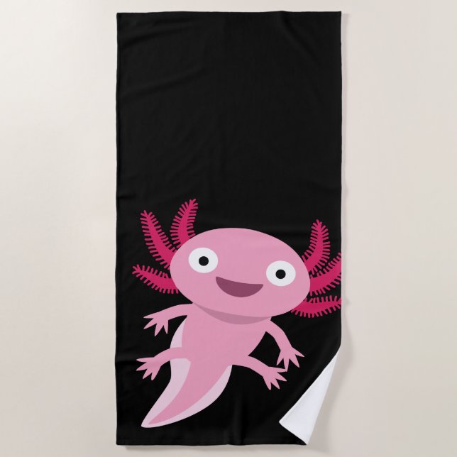 Funny Axolotl Illustration Beach Towel (Front)