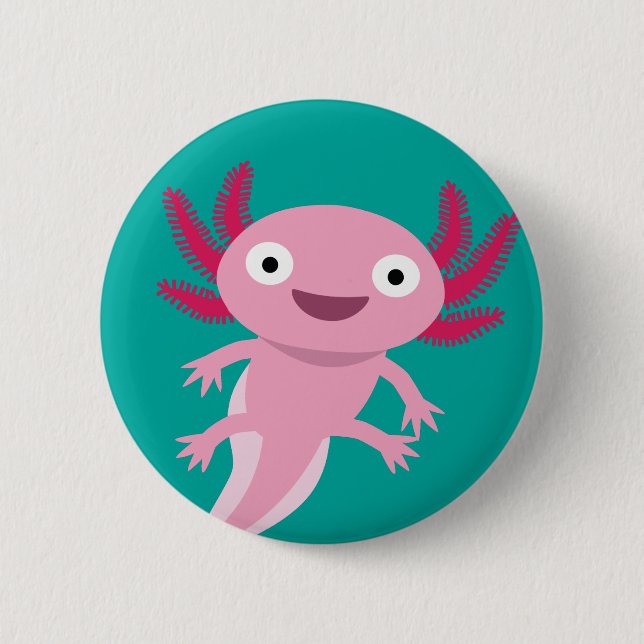 Funny Axolotl Illustration Button (Front)