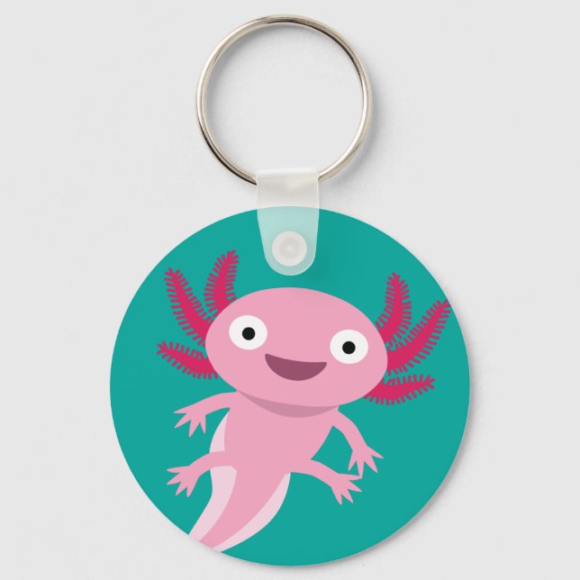 Funny Axolotl Illustration Keychain (Front)