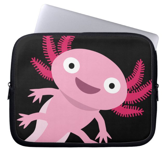 Funny Axolotl Illustration Laptop Sleeve (Front)