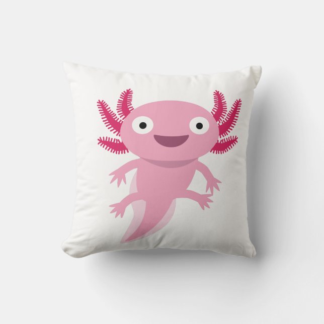 Funny Axolotl Illustration Throw Pillow (Front)