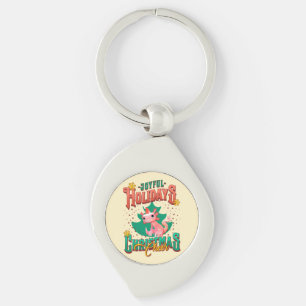 Funny Axolotl Joyful Holidays Christmas Cheers Keychain