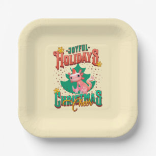 Funny Axolotl Joyful Holidays Christmas Cheers Paper Plates
