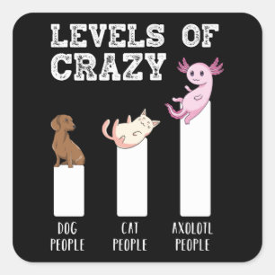 Funny Axolotl Levels of Crazy Animals Lover Gift Square Sticker