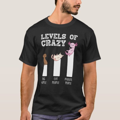 Funny Axolotl Levels of Crazy Animals Lover Gift T_Shirt