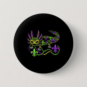 Funny Axolotl Mardi Gras Festival Carnival Womens Button