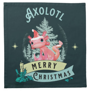 Funny Axolotl Merry Christmas Cloth Napkin