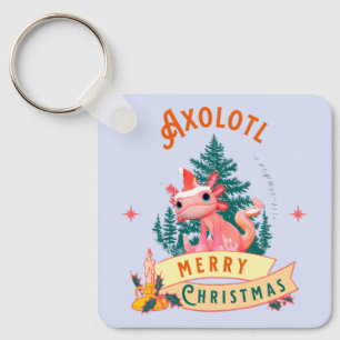 Funny Axolotl Merry Christmas Keychain