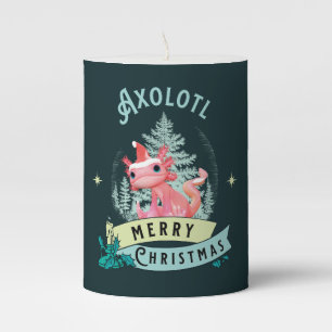 Funny Axolotl Merry Christmas Pillar Candle