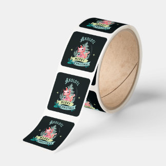 Funny Axolotl Merry Christmas Square Sticker