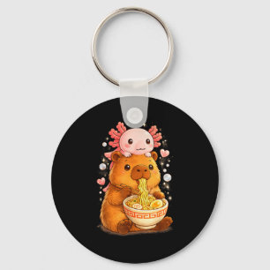 Funny axolotl noodle anime kawaii and capybara keychain