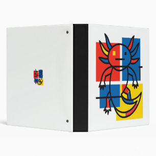 Funny Axolotl Piet Mondrian Abstract Art Pattern 3 Ring Binder