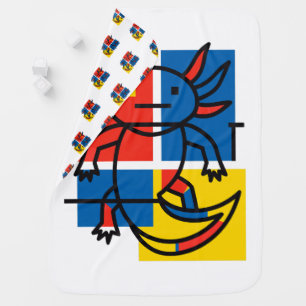 Funny Axolotl Piet Mondrian Abstract Art Pattern Baby Blanket