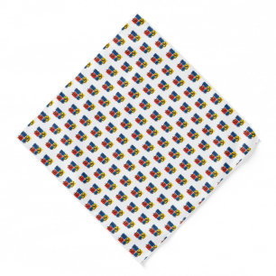 Funny Axolotl Piet Mondrian Abstract Art Pattern Bandana