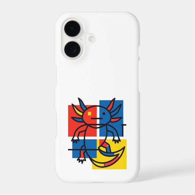 Funny Axolotl Piet Mondrian Abstract Art Pattern Case-Mate iPhone Case (Back)