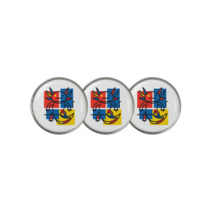 Funny Axolotl Piet Mondrian Abstract Art Pattern Golf Ball Marker