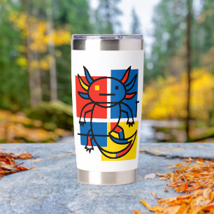 Funny Axolotl Piet Mondrian Abstract Art Pattern Insulated Tumbler