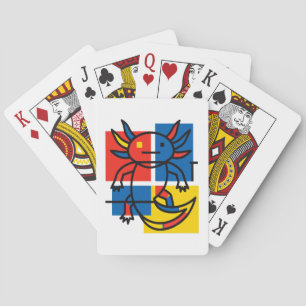 Funny Axolotl Piet Mondrian Abstract Art Pattern Poker Cards