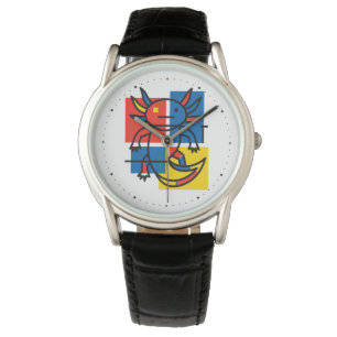 Funny Axolotl Piet Mondrian Abstract Art Pattern Watch