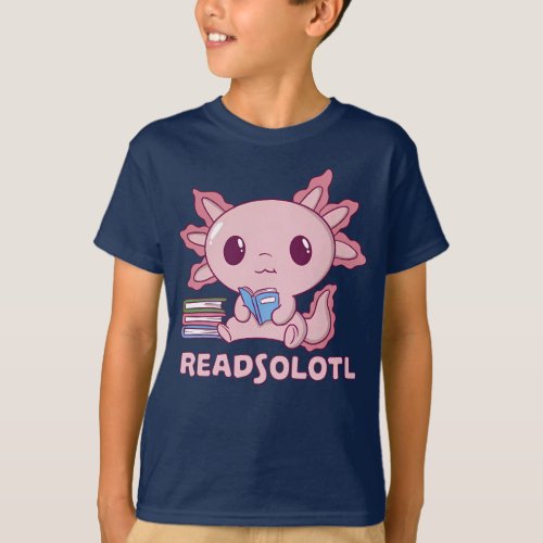 Funny axolotl read books librarian readsolotl kids T_Shirt