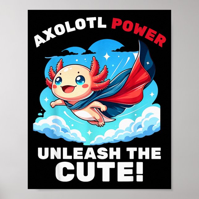 Funny Axolotl Superhero Kids Boys Girls  Poster (Front)